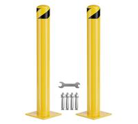 Bollards 2 Pack, 5.5in Parking Security Posts, Heavy Duty Steel Design, Reflective Traffic Control Barriers for Parking Lots, Warehouses, Storefronts