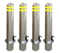 Bollards Heavy Duty Stainless Steel Safety Bollard, Removable Parking Barrier Post with Lock & Reflective Strips for Parking Lots Driveways Garage Pathways(Yellow-4PCS)