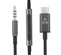 Bolle & Raven Thore USB-C Headphone Aux Cable with Inline Remote (Type-C to 3.5mm) Wired Audio Cord with Mic/Volume Control (Black/Gunmetal)