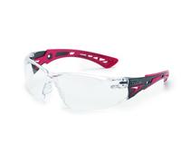 bolle SAFETY Bollé Safety 41080, Rush+ Safety Glasses Platinum®, Black & Red Frame, Clear Lenses