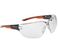 Bollé Tactical Safety Glasses NESS+, Clear Lens, Platinum Anti-scratch/Anti-fog, Black/Orange