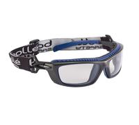 Bollé Safety Goggles BAXPSI Platinum – Anti-Scratch & Anti-Fog – Clear Lens, Black/Blue, One-Size