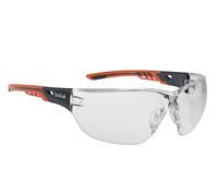 Bollé Tactical Safety Glasses NESS+, Clear Lens, Platinum Anti-scratch/Anti-fog, Black/Orange