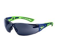 bolle SAFETY Rush+ Safety Glasses, Blue & Green Frame, Grey Lenses