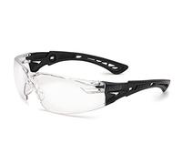 Bolle Safety Standard Issue Bolle Rush+ BSSI Clear Lens Safety Glasses - Platinum hard coat & anti-fog coating - Bi-material PC+TPR matte black temples