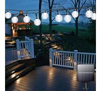 Bollengold 50 LED Solar String Lights Outdoor,5M Solar Powered Garden Lights with 8 Modes,IP65 Waterproof Crystal Ball Lights for Bedroom, Gift,Patio, Party (Cool White)