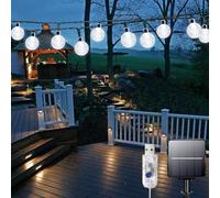 Bollengold 60 LED Solar String Lights Waterproof, 26FT 8 Modes USB Powered Outdoor Fairy Lights for Patio,2 in 1 Solar Garden Lights, Gazebo,Wedding Decorations,Party (Cool White)