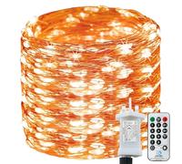Bollengold Plug in String Lights, 22M 220 LED Fairy Lights Mains Powered Operated with Remote Control, 8 Modes Waterproof Lights for Home Wedding Party(Orange)
