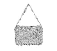 BOLLEY JOSS Women Sparkle Sequins Mini Purse Bling Evening Bags Wrist Clutch Handbag Glitter Triangle Purse, Dazzling Silver, One Size