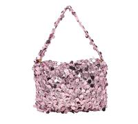 BOLLEY JOSS Women Sparkle Sequins Mini Purse Bling Evening Bags Wrist Clutch Handbag Glitter Triangle Purse, Dazzling Pink, One Size