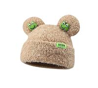 BOLLEY JOSS Womens Winter Beanies Cute Woollike Knitted Frog Hat Women Lady Girl Crochet Sheep Christmas Hats, Khaki Frog, One Size