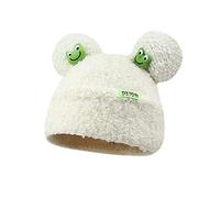 BOLLEY JOSS Womens Winter Beanies Cute Woollike Knitted Frog Hat Women Lady Girl Crochet Sheep Christmas Hats, White Frog, One Size