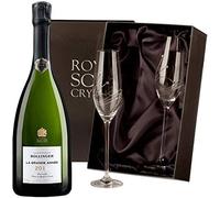 Bollinger Grande Annee Vintage Champagne with 2 Royal Scot Diamante Flutes 70cl 12% abv