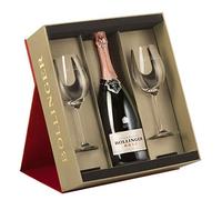 Bollinger Rose Champagne in Gift Box with Two Flute Red NV 75 cl