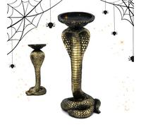 Bollisate Candle Stick Holder with Snack Design - Pillar Candle Stand - Holiday Statues for Halloween Table Centerpieces Mantel Home Bedroom Living Room Holiday Wedding Party