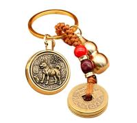 Bollisate Feng Shui Coin Key Chain, Good Luck Backpack Charm, Longevity Brass Key Ring Luck Charm, Car Pendants, Feng Shui Coin Exquisite For Good Luck