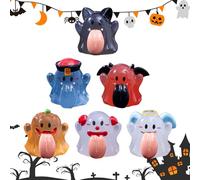 Bollisate Ghost Decor for Home, Glow in The Dark Ghost Car Decorations - Resin Halloween Statue with Large Tongue Design for Yard Home Desk Shelf Car
