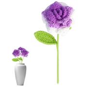 Bollisate Knit Flowers | Colorful Valentine's Day Rose Artificial Flower,Soft Wool Hand Knitting Rose Home Decor for Bedroom Candlelight Dinner Valentine's Day