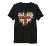 Bollocks - Vintage British Union Jack Heart Paint Splattered Premium T-Shirt