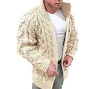 Bollrllr Winter Men's Solid Color Knit Button Cardigan Sweater Warm Long Sleeve Lapel Sweater Sweaters Coat 5X