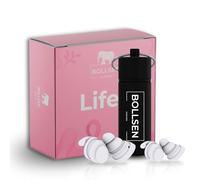 BOLLSEN Life+ Pink Edition Earplugs for Sleeping - Silicone Noise Cancelling Ear Plugs with 2 Sizes (S & M) - 24 dB SNR Noise Damping - Comfortable for Day & Night Wear - Durable & Reusable 100x (2)
