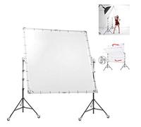 BOLLUMA 2.4x2.4m 8'x8' Photography Butterfly Overhead Diffuser Set with 2x 4m Heavy Duty Wheeled Light Stand, Collapsible ight Silk Scrim Lighting Diffusor for Large Item Video Photo Shooting