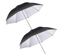BOLLUMA 2 Packs Photo Studio 43in 109cm Silver Black Umbrella, Lighting Reflective, Photography Flash Umbrella for Video Studio Photo Shooting