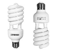 BOLLUMA 2 x 45W 5500K Spiral CFL Daylight Balanced Light Bulb in E27 Socket Fluorescent Spiral Light for Photo Video Studio Lighting