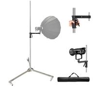BOLLUMA 220cm Light Stand with Wheel Pistol Grip for Photography, Heavy Duty Steel C Stand with Sliding Arm and Carry Bag, Max Load 10kg for Studio Monolight Softbox Ring Light Flash Speedlight