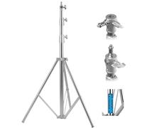 BOLLUMA 280cm Photography Light Stand, Spring Cushioned Tripod Stand with 1/4" to 3/8" Reversible Spigot, 7.5kg Load, Stainless Steel, for Video Light Strobe Reflector Softbox Photo Studio Shooting
