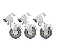 BOLLUMA 3-Pack Profession Swivel Caster Wheel Set with Brake, Durable Metal Construction and Rubber Base, Compatible with Light Stand Leg Diameter 25mm ONLY, for Studio Video Shooting