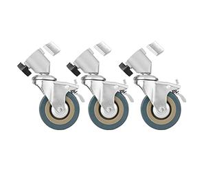 BOLLUMA 3-Pack Profession Swivel Caster Wheel Set with Brake, Durable Metal Construction and Rubber Base, Compatible with Light Stand Leg Diameter 25mm ONLY, for Studio Video Shooting