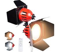 BOLLUMA Bi-color LED Video Studio Red Head Spotlight with Remote Control, 50W 3000K-6000K Dimmable Continuous LED Video Light, Fill Light for Portrait Photography Film Shooting