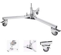 BOLLUMA Heavy Duty Stainless Steel Light Stand Base with Junior to Baby Adapter Wheels for Photography Video Light Flash Monolight Spotlight, 165lb/75kg Load, C Stand Turtle Base with Dolly Caster