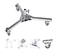 BOLLUMA Heavy Duty Stainless Steel Light Stand Base with Wheels for Photography Video Light Flash Monolight Spotlight, Wheeled Stand Base Fits 1-1/8" (28mm) C Stand Center Column, 165lb/75kg Load