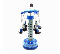 BOLLUMA MM263 Retro Wind Up Airplane Merry Go Round Tin Toy Clockwork Funny Gear High-wheel Carousel Vintage Mechanical Toys Collectible Gifts for Christmas Birthday Thanksgivin