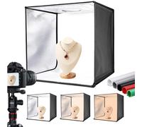 BOLLUMA Photo Studio Light Box, 50cm / 20in Bi-color Dimmable Shooting Light Tent with 5 Backdrops, 240 LED Beads, Adjustable Brightness Colour Temperature, 50W 3000-6500K Foldable Light Cube