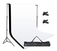 BOLLUMA Photo Studio Video 2x3m Background Support System Kit with White Black Backdrops, Clamp and Carry Bag, Photography Backdrop Support Stand for Product, Portrait and Video Shooting
