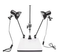 BOLLUMA Pro Copy Macro Stand Copy Light Set with Adjustable Arms, Quick Release Mount, 2x Lampshade for Photo Video Macro Shoot Copy Work Data Collation