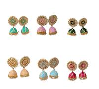 Bollywood Glamorous Handcrafted Meenakari Jhumka Earrings, Kundan Polki Look, Lightweight Indian Dangle Earrings for Weddings, Eid, Gifting (65)