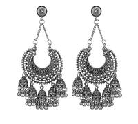 Bollywood Jhumka Jhumki Indian Earrings for Women Vintage Mexico Gypsy Stetament Chandelier Style Ethnic Dangle Earring Tassel Bell Drop Bohemian Fashion Gift Christmas Oxidized Jewelry
