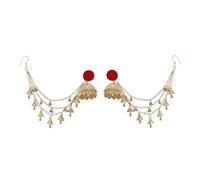 Bollywood Jhumkas Drop Earrings for Women Boho Vintage Bell Beaded Bride Earring Exotic Indian Earring Dangle Tassel Layered Chain Gypsy Ethnic Traditional Jhumki Wedding Accessories Christmas Jewelry
