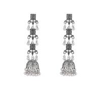 Bollywood Square Jhumka Dangle Earrings Boho Layered Beaded Ball Drop Tassel Dangle Vintage Jhumki Earring Traditional Gypsy Ethnic Indian Bohemian Wedding Party Jewelry for Women Gift, Copper, No