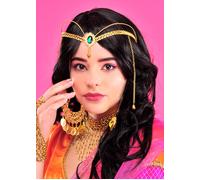 Bollywood Style Green Jewel Gold Headpiece