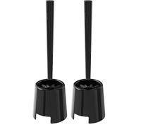 BOLMEN - Toilet brush and holder, Black plastic with Strong Dense Bristles (Pack of 2)