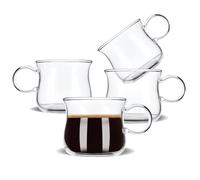 BOlMERIT 150 ml Cappuccino Cups Set of 4 Italian Cappuccino Glasses with Handle Lungo Espresso Cups Glass for Tea Cortado Doppio Drinks Women Gifts