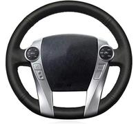 BOLNEY DIY Artificial Leather Steering Wheel Cover Hand-Stitched,for Toyota Prius 30 XW30 2009-2015 for Prius V 2012-2017 Aqua 2014,Black Leather Car Steering Wheel Cover