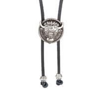Bolo Tie for Men Head Animal Bolo Ties Handmade Leather Rope Long Necklace Sweater Chain Shirt Tie for Women
