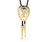 Bolo Tie For Men Western Cowboy Leather Necktie String - Luxury Golden Embossed Animal Eagle Necklace Halloween Costume Accessories, Personality Punk Pendant Novelty Jewelry Gift,Golden,One Size