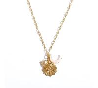 Bolochy - Constellation Moon Pendant Necklace Round Coin Necklace Opal Chain Necklace CZ Classic Necklaces for Women Teen Girls Anniversary Friendship Gift, Zinc, Cubic Zirconia